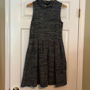 Ganni Anthropologie Sleeveless Pleated Grey/Blue Twill Dress Ruffle POCKETS